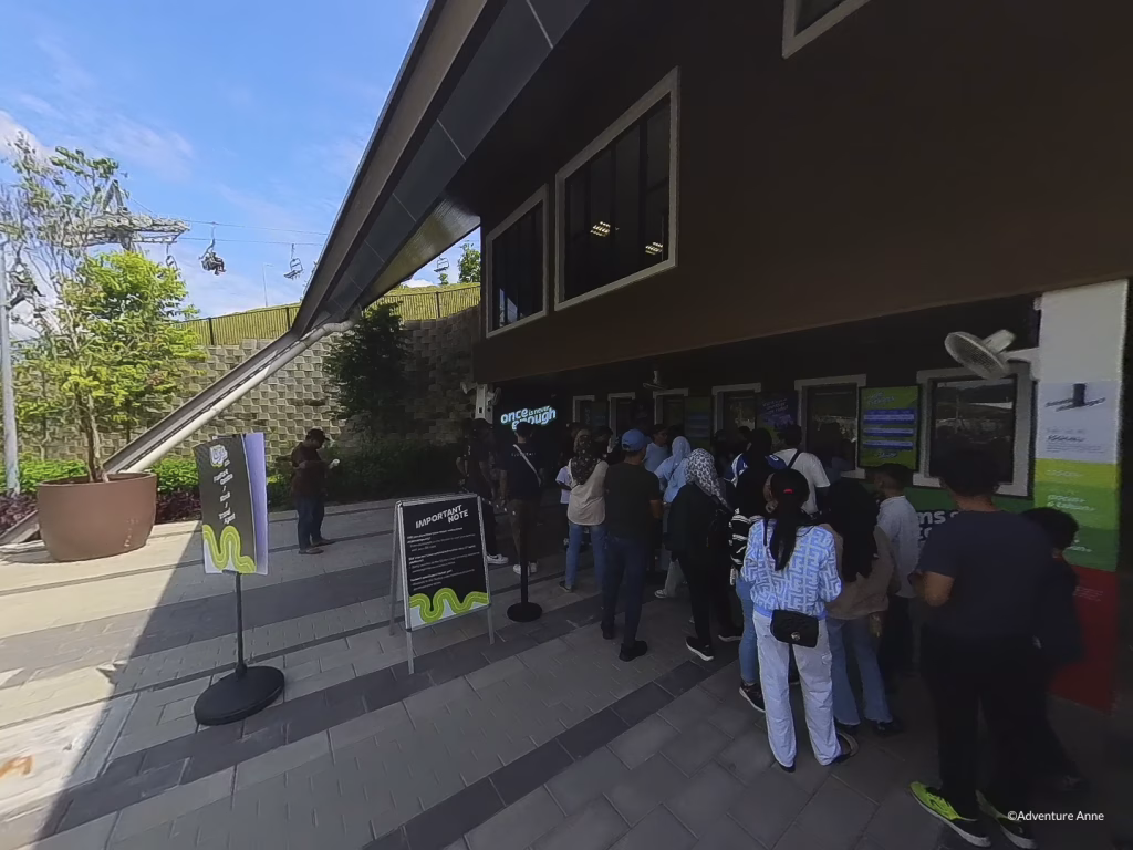 Lining up at ticket counter for skyline luge